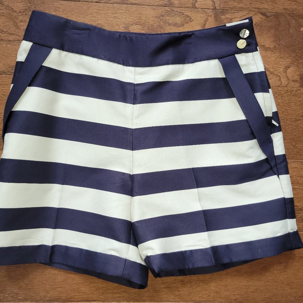 H&M Blue and Ivory Sailor Shorts Gold Buttons - 8